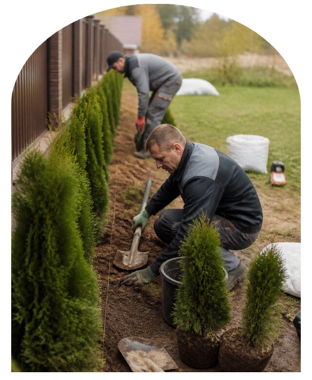 Живая изгородь из туи для участка под ключ в Михайловке